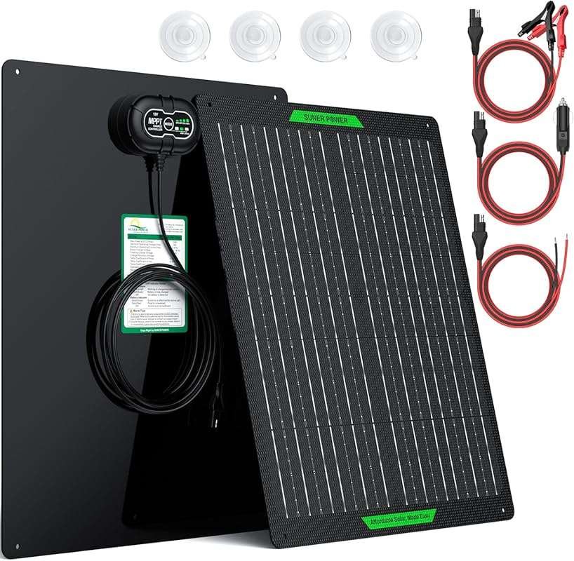SUNER POWER PRO 50W 12V Waterproof Solar Battery Charger & Maintainer,