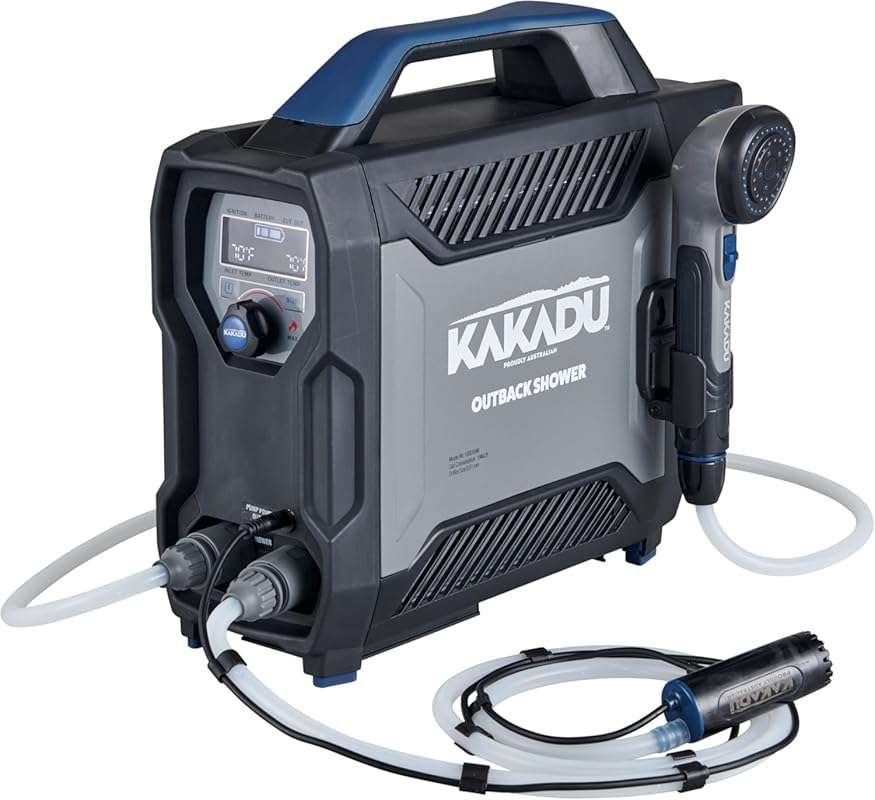 Kakadu Portable Camping Outback Shower with Instant Hot Water, Recharg