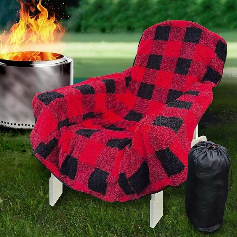 Waterproof & Reversible Sherpa Camping Chair Cover for Patio, Lawn, Po