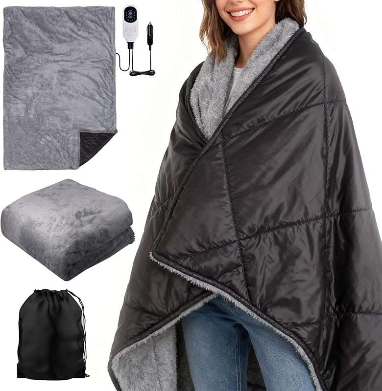 Best Portable 12V Electric Heated Blanket for Car, Truck, RV Camping &