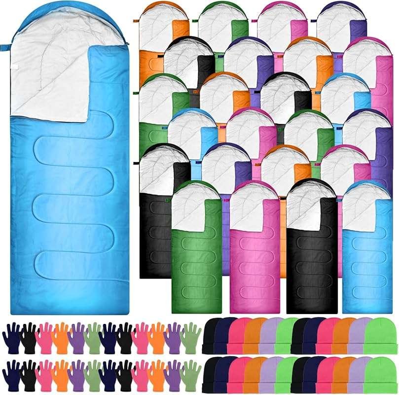 Preboun 72 Pcs/24 Set Bulk Sleeping Bags Set for Adults Homeless 24 Sl