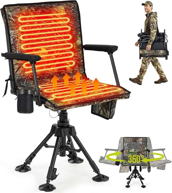 HUNTSEN 360° Silent Swivel Hunting Blind Chair - Portable, Adjustable,