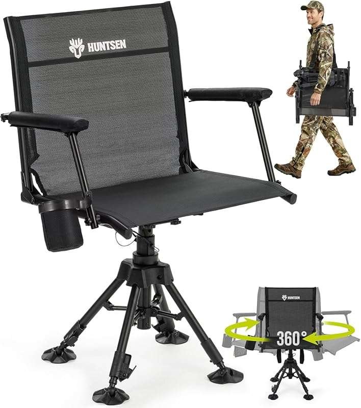 HUNTSEN 360° Silent Swivel Hunting Chair: Adjustable, Portable, Stable