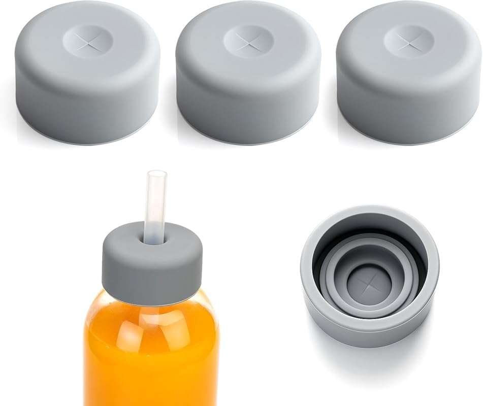 Zukro 3 Pack Replacement Rubber Lids with Straw Hole for Glass Water B