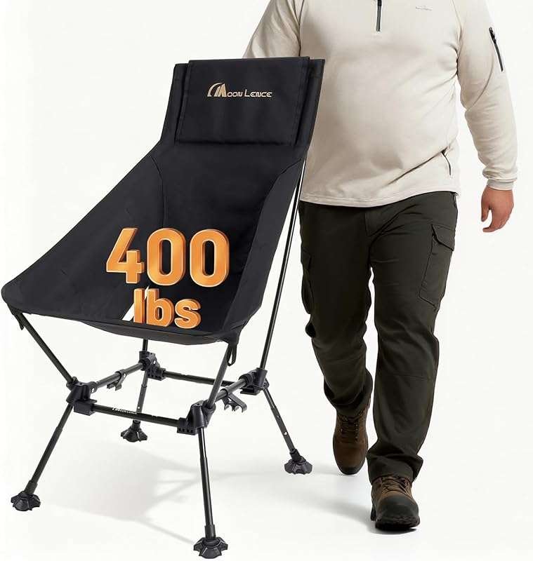 MOON LENCE Oversized Camping Chair: High Back, Height Adjustable, 400 