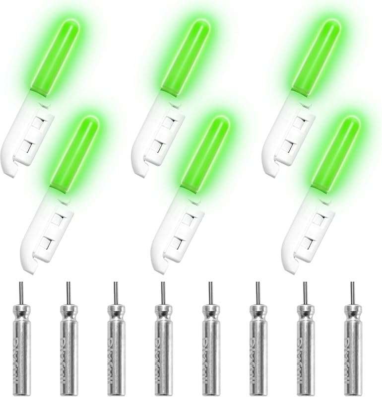 6PCS LED Green Luminous Night Fishing Rod Glow Sticks with Included CR