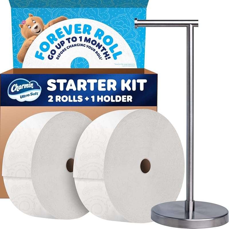 Charmin Ultra Soft Forever Roll Starter Kit: Includes Holder and 2 Rol