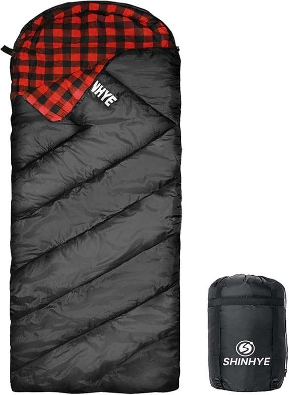 ShinHye 0 Degree Cotton Flannel Sleeping Bag for Adults, Big and Tall,