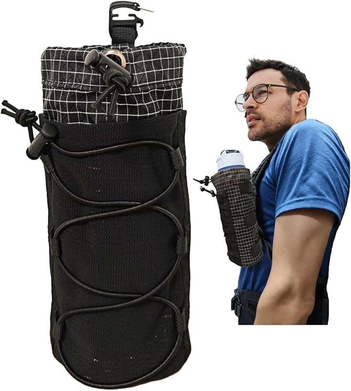 Ultralight Shoulder Strap Water Bottle Holder: Fits 20-34oz Bottles, H
