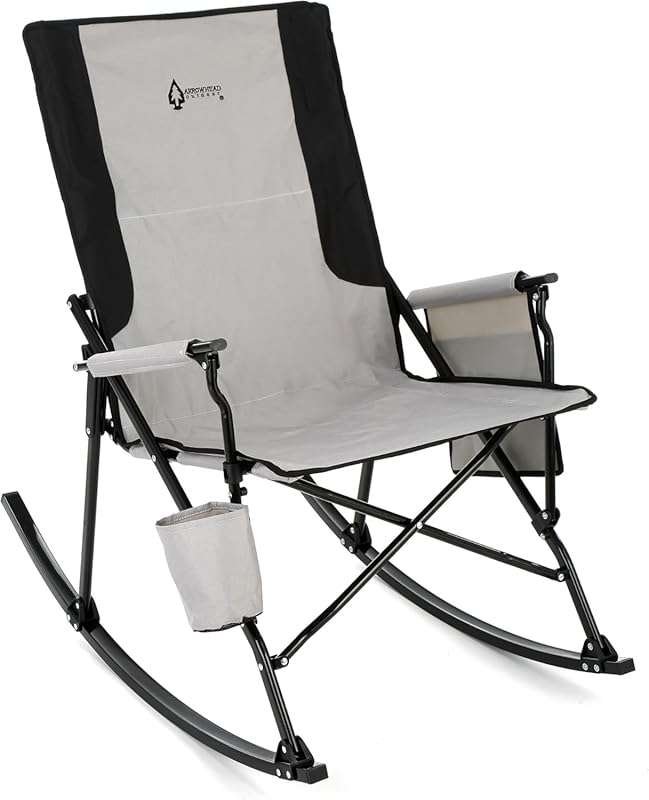 ARROWHEAD OUTDOOR Foldable Rocking Camp Chair, Space-Saving, Enhanced 