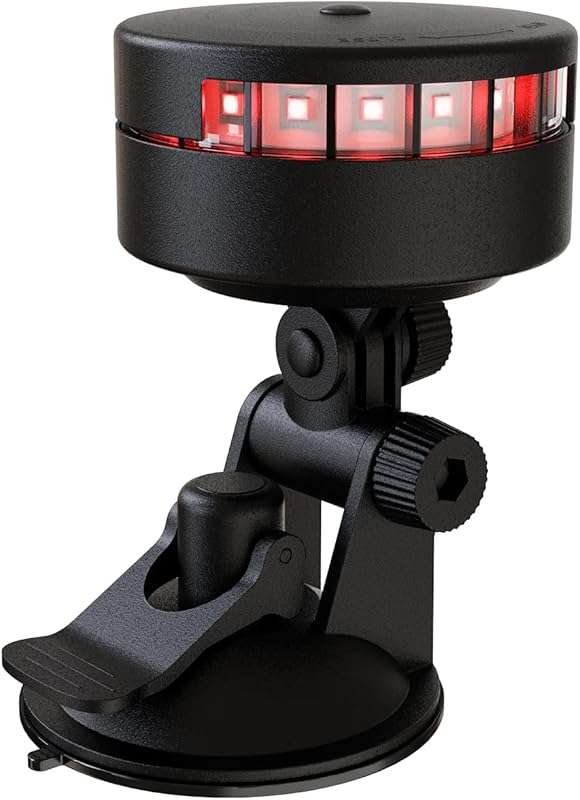 Portable LED Kayak Stern Light with Suction Cup, Battery-Powered Red a