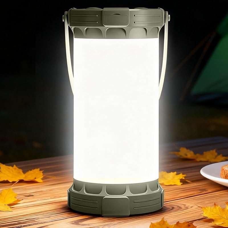 Glocusent 1500LM Rechargeable LED Camping Lantern: 200H Runtime, 3 Col