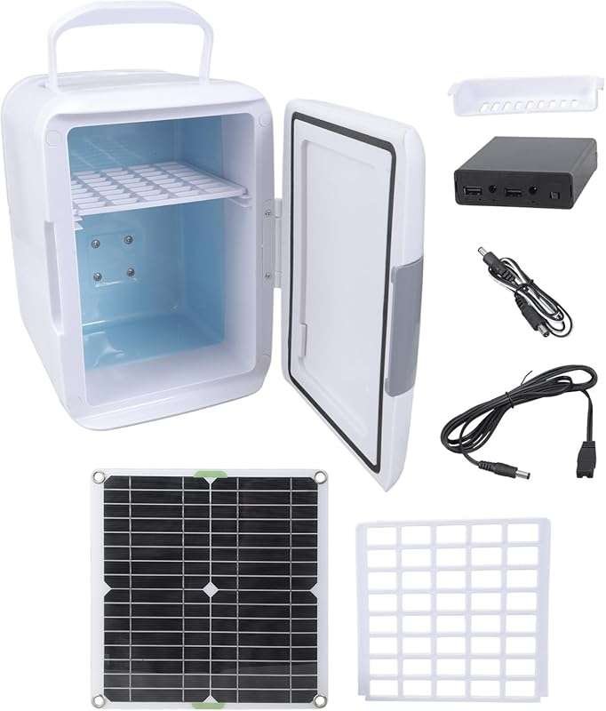 Compact Solar Refrigerator with Battery Box for Camping and Fishing Tr
