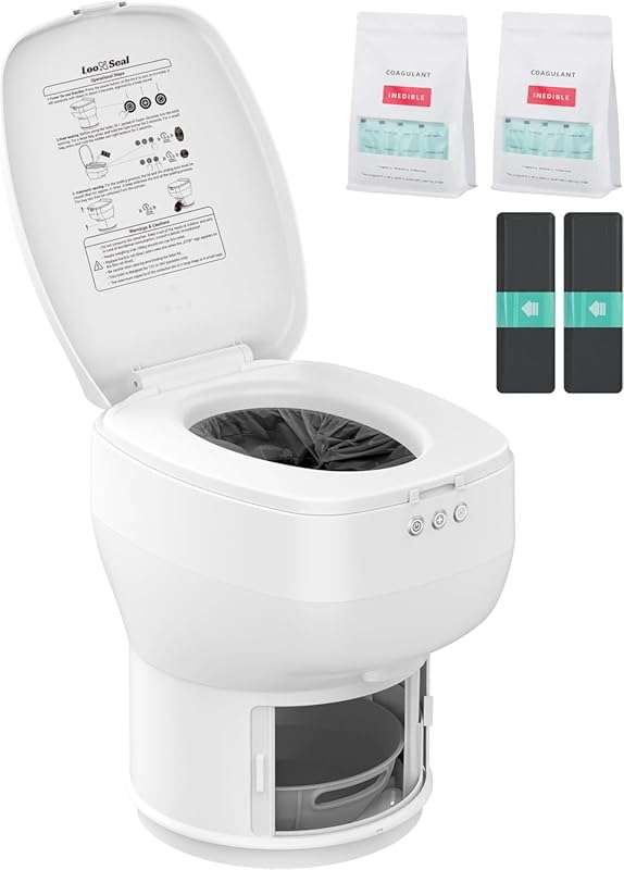 Dry Flush RV Toilet: Waterless, Rechargeable, Self-Contained, Odorless