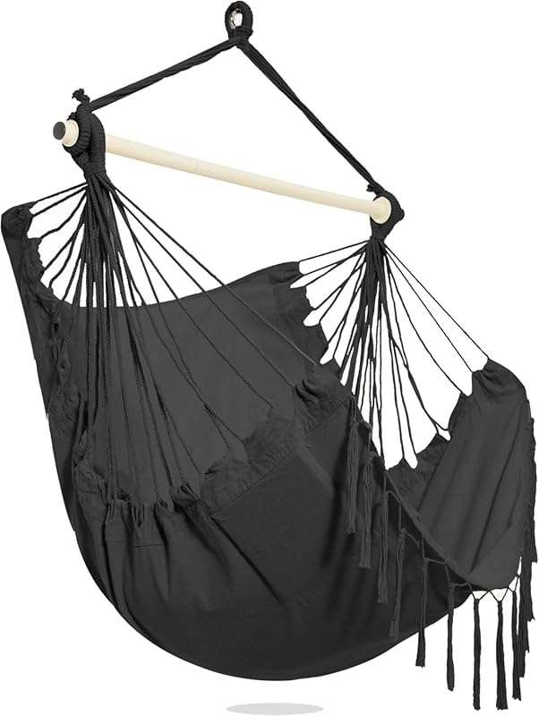 PNAEUT Hammock Chair: Tassel Hanging Rope Swing for Indoor/Outdoor Bed