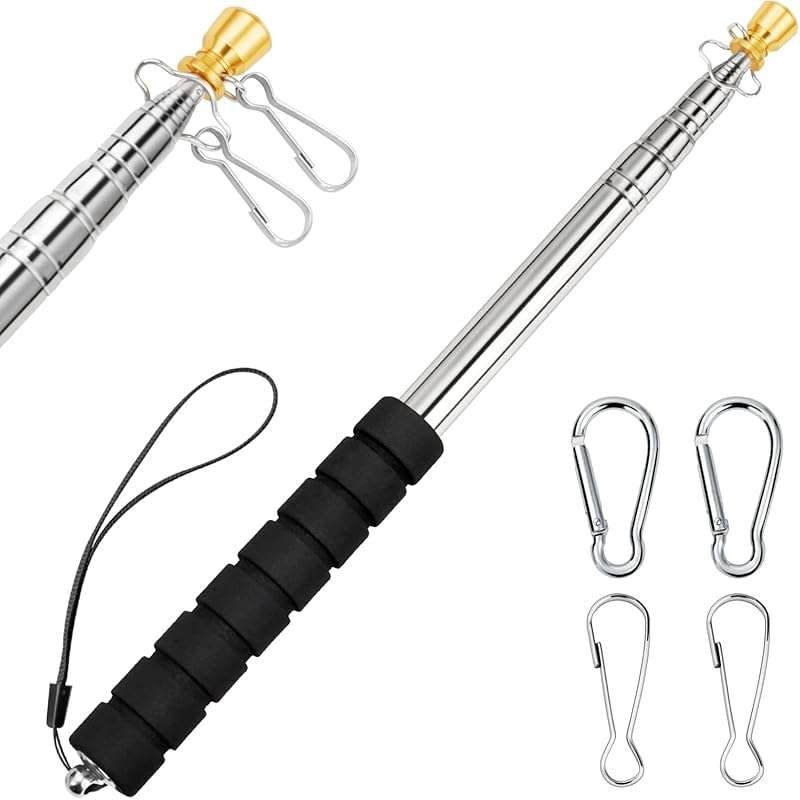 8.2Ft Telescopic Handheld Flag Pole Kit for Carrying, Tour Guide & Out