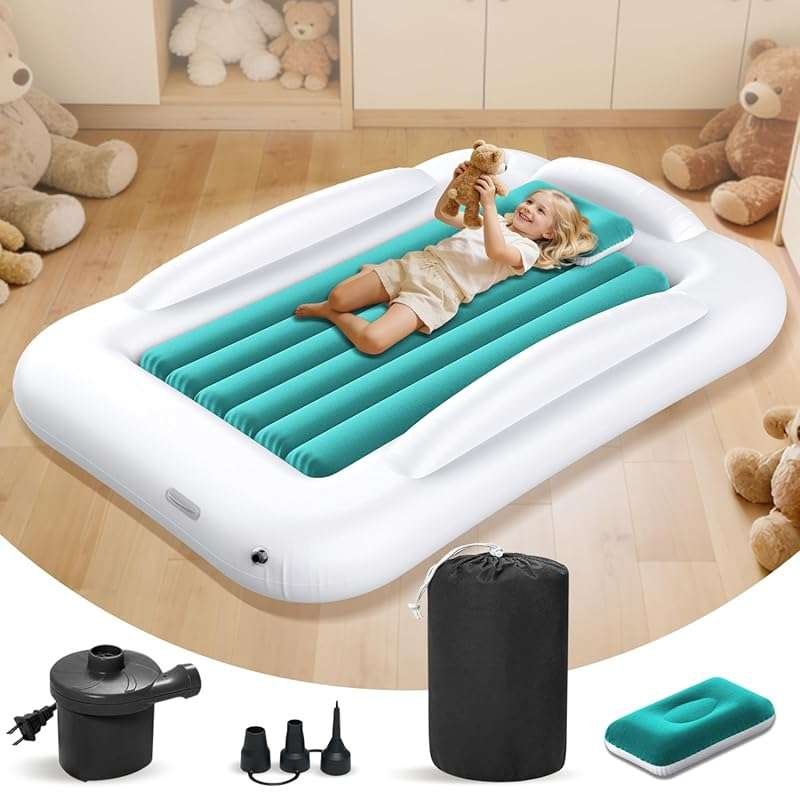 Inflatable Toddler Travel Bed: Portable Air Mattress with Safety Sides
