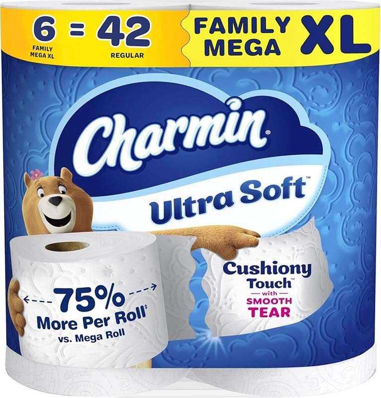 Charmin Ultra Soft Toilet Paper, 6 Family Mega XL Rolls for Supreme Co