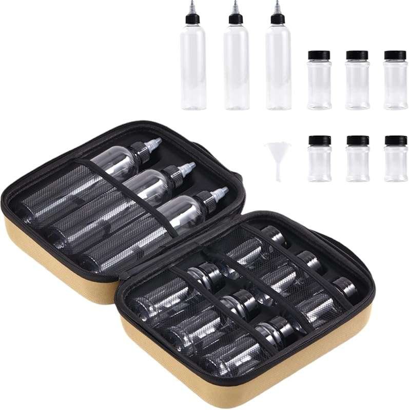 11-Piece Camping Spice Kit with Leakproof Containers, Funnel, and EVA