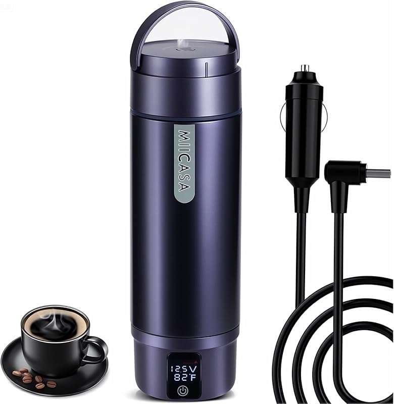 Miicasa 16oz Stainless Steel Car Electric Kettle: 12V/24V Water Heater