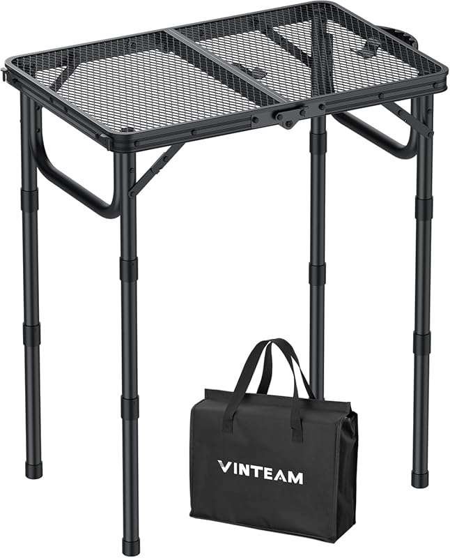 VINTEAM Lightweight Portable Aluminum Camping Folding Grill Table for