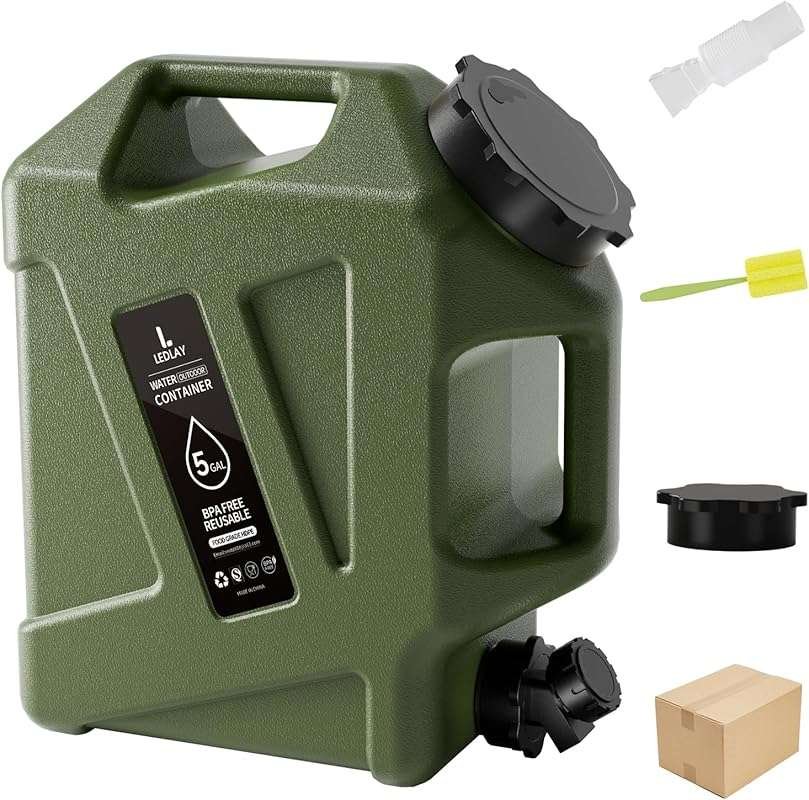 5 Gallon Portable Camping Water Jug with Spigot, Leak-Proof Outdoor Wa