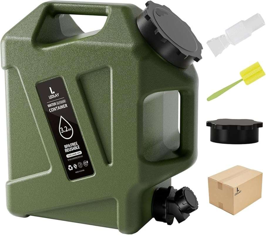 3.2GAL Camping Water Jug, Portable Water Storage Container with Spigot