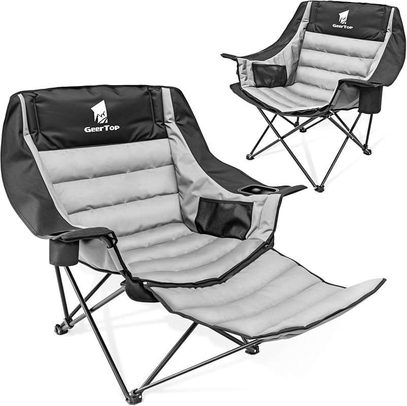 GEERTOP Oversized Padded Camping Chair for Adults with Foot Rest, Heav