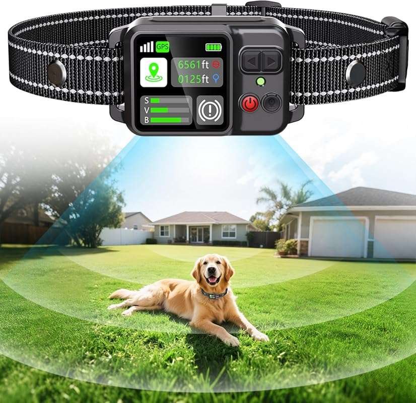 GPS Wireless Dog Fence System: Circular Electric Fence, 49-6561 ft Ran