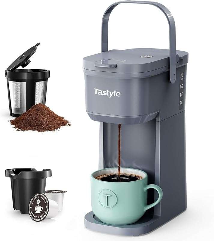 Portable single-serve coffee maker for K-Cups and grounds, great for c