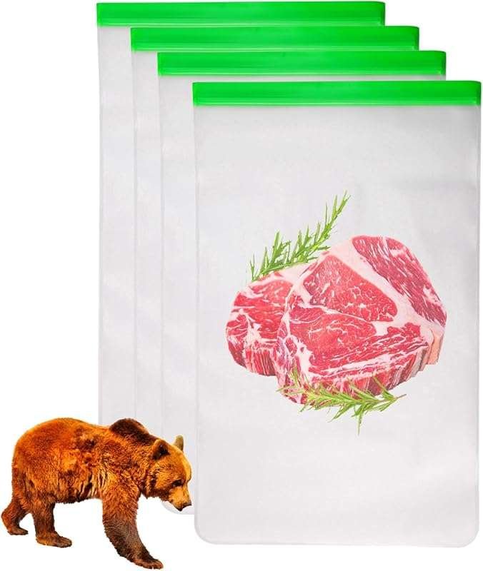 Green Reusable 12x20 Inch Odor Proof Bear Bags for Food Backpacking & 