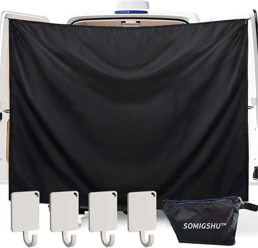 7.5x6 ft Black Adjustable Waterproof Car Tail Door Shower Curtain, Mag