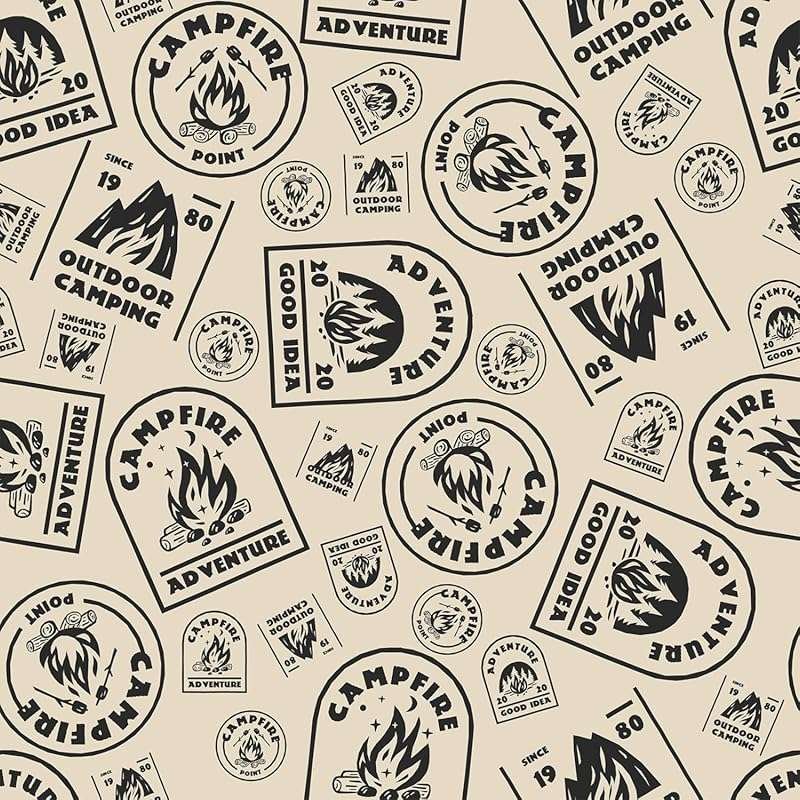 FLFK Antique Campfire Postmark Beige Peel and Stick Wallpaper - Remova