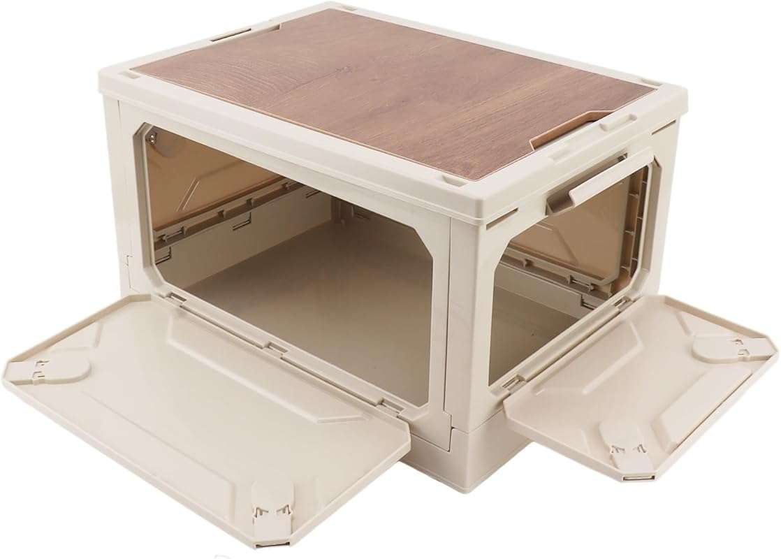 White Small Collapsible Camping Storage Box with Wheels: Foldable, 5-s