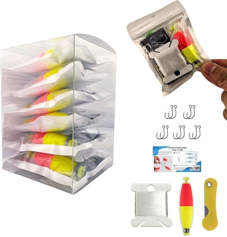 Compact Emergency Fishing Kit for Camping & Hiking, Small Tackle Box w