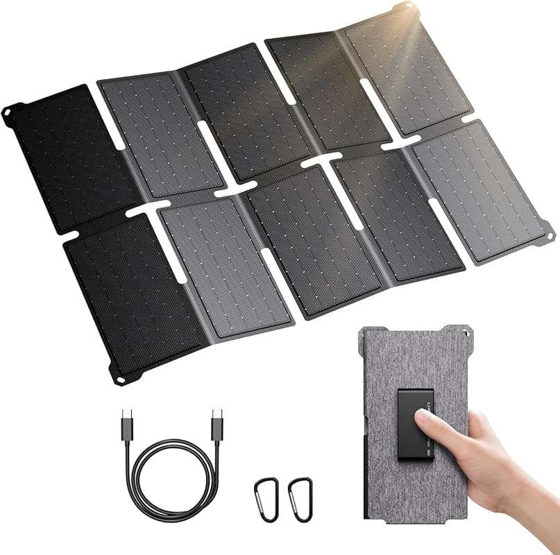 BigBlue 35W Portable Solar Panel Charger, Fast Charging USB-C PD 25W, 