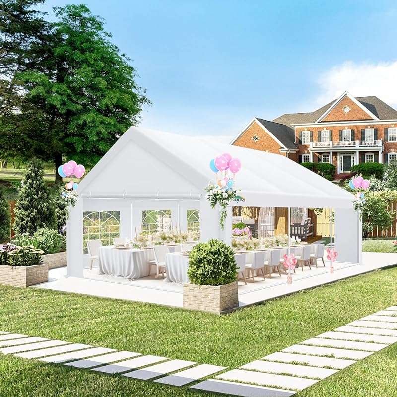 COBIZI 20x20 Heavy-Duty Outdoor Party Tent with 6 Sidewalls & Built-in