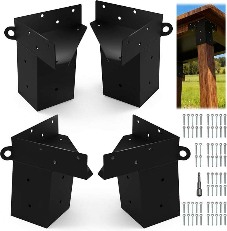 4PCS Upgraded Deer Stand Brackets for 4x4 Posts, Rust Proof for Hunting Blinds & Elevated Towers