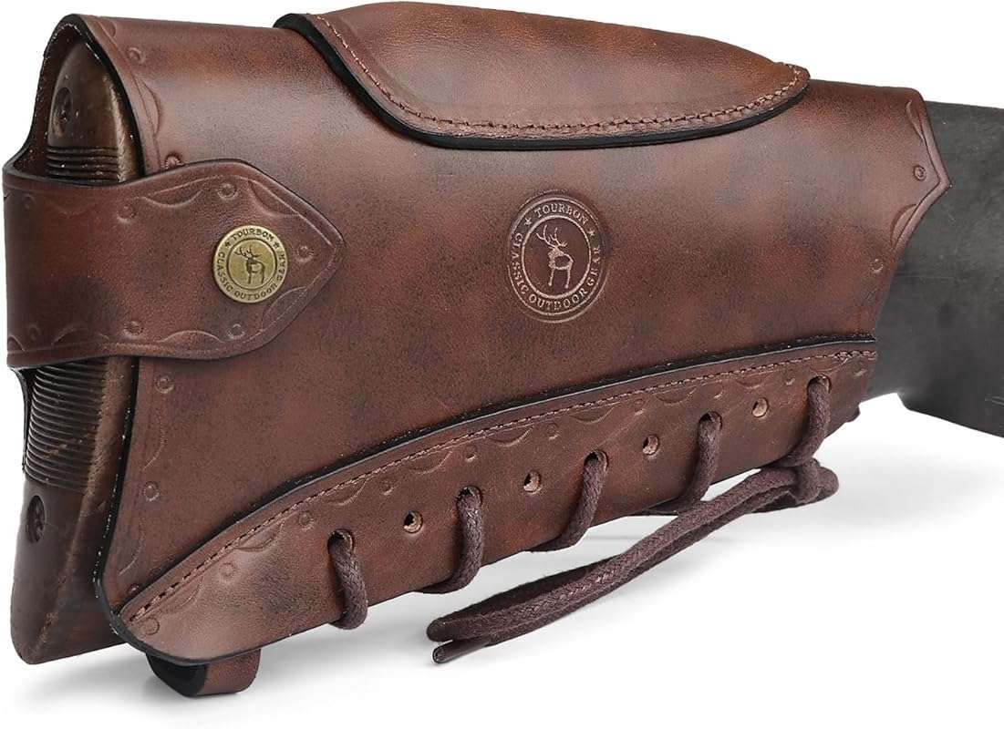 TOURBON Leather No-Drill Lace-on Rifle Shotgun Cheek Riser Buttstock C