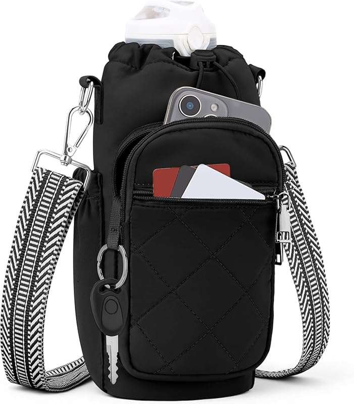Water Bottle Carrier Bag with Strap and Phone Pocket for 40oz Bottles 