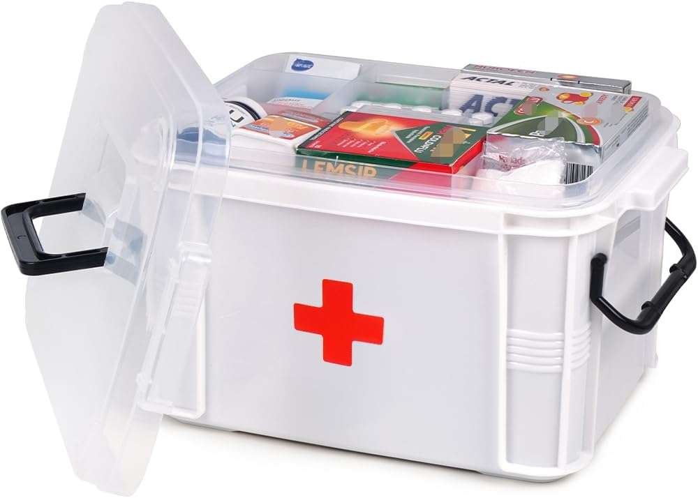 15qt White Medicine Organizer with Tray, Multipurpose First Aid and Me