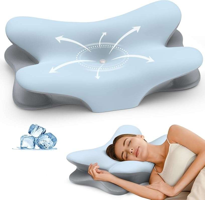 Ergonomic Cervical Neck Pillow for Pain Relief and Support, Cooling Me