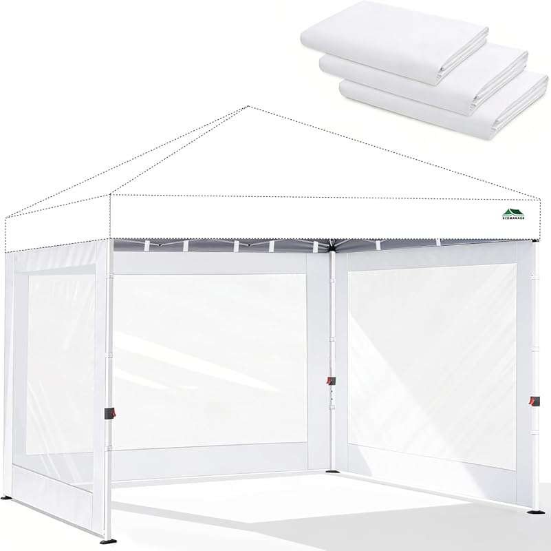 Clear 10x10 Pop Up Tent Sidewalls: 3-Pack White Sunwalls Only for Inst