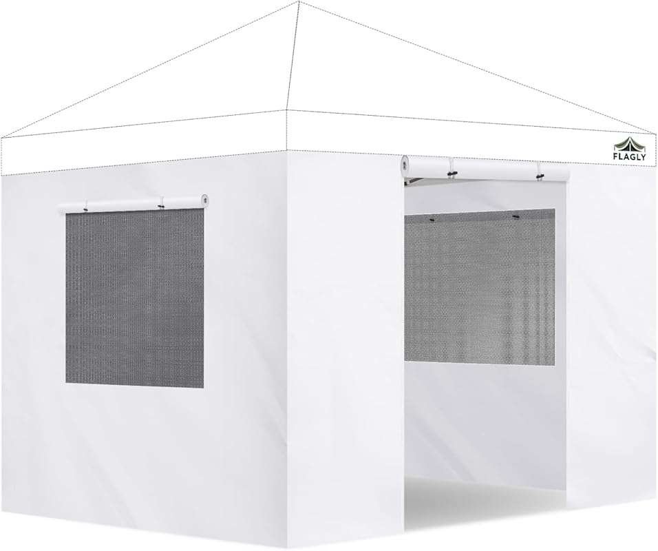 4 Pack 10x10 Canopy Sidewalls - Mesh Window, Zipper Door, Waterproof U
