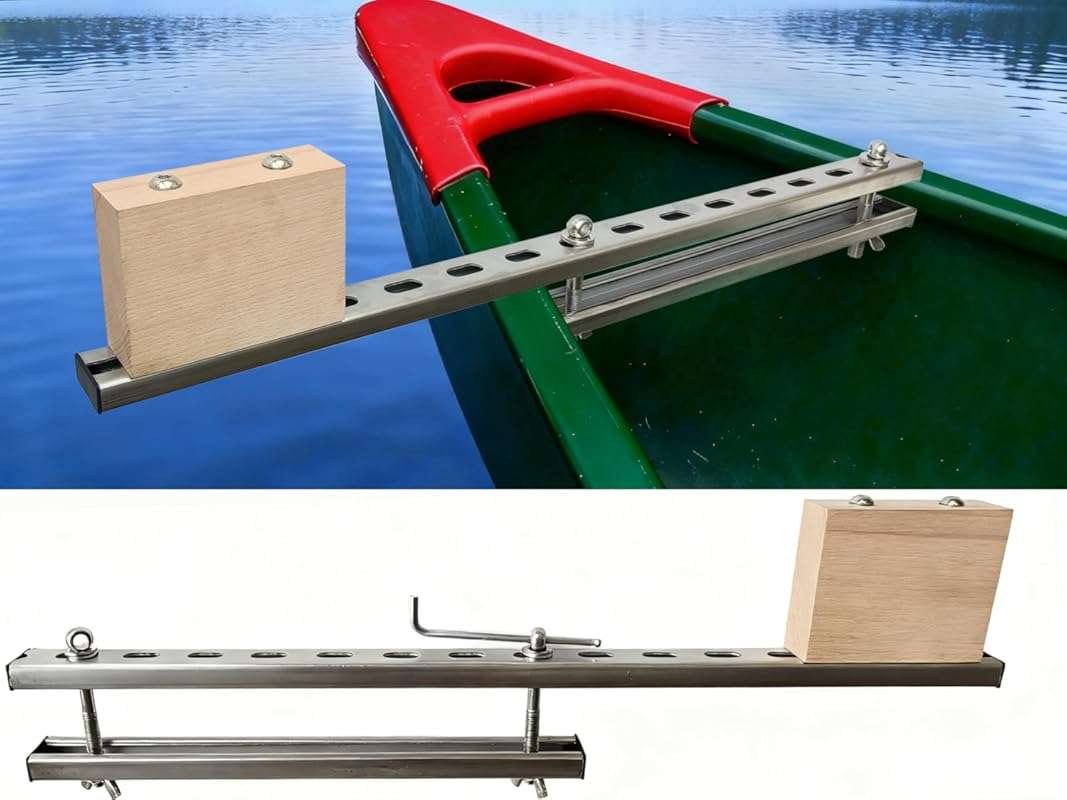 Canoe Trolling Motor Mount Bracket: Stainless Steel & Beech Wood, for 