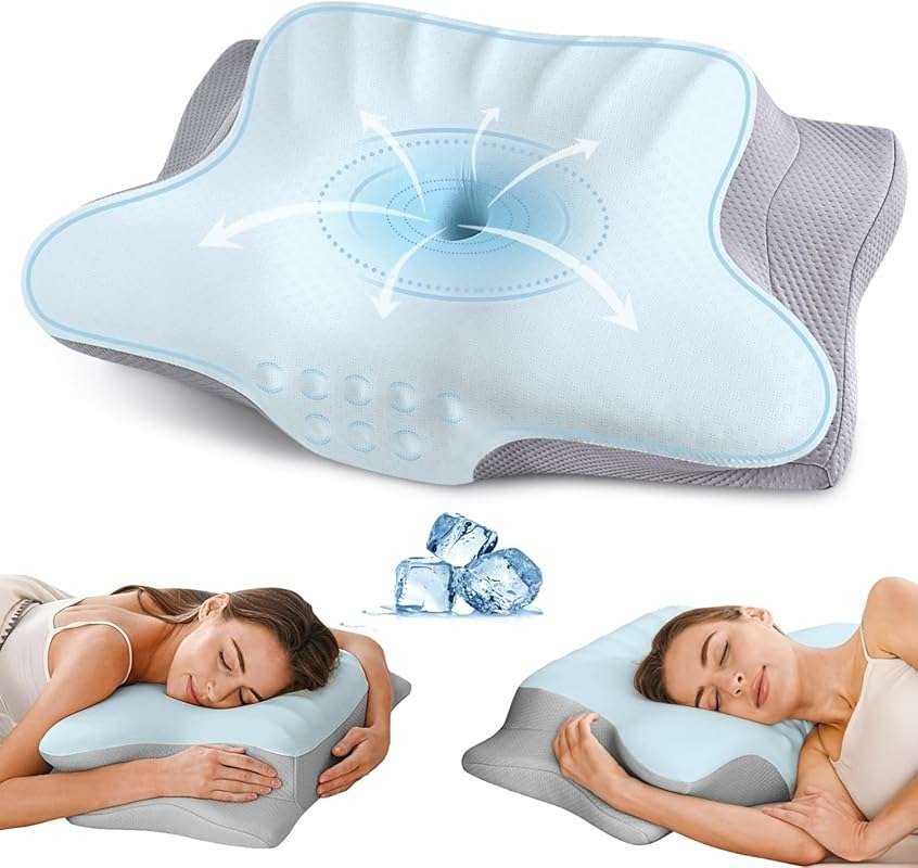 Ergonomic Memory Foam Cervical Neck Pillow for Pain Relief and Sleep Support