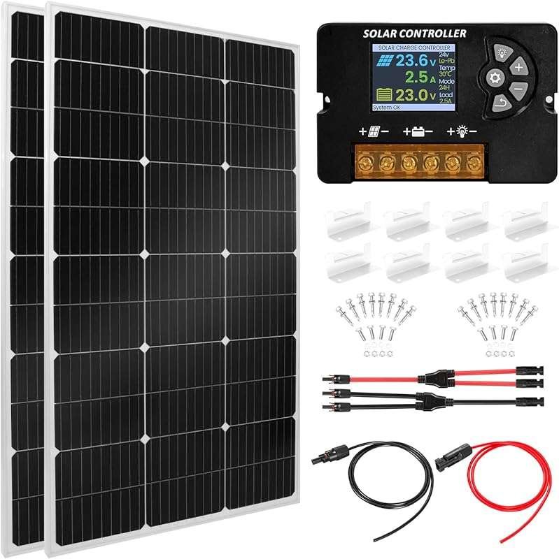 100W Monocrystalline Solar Panel Kit with 30A PWM Controller for Off-G