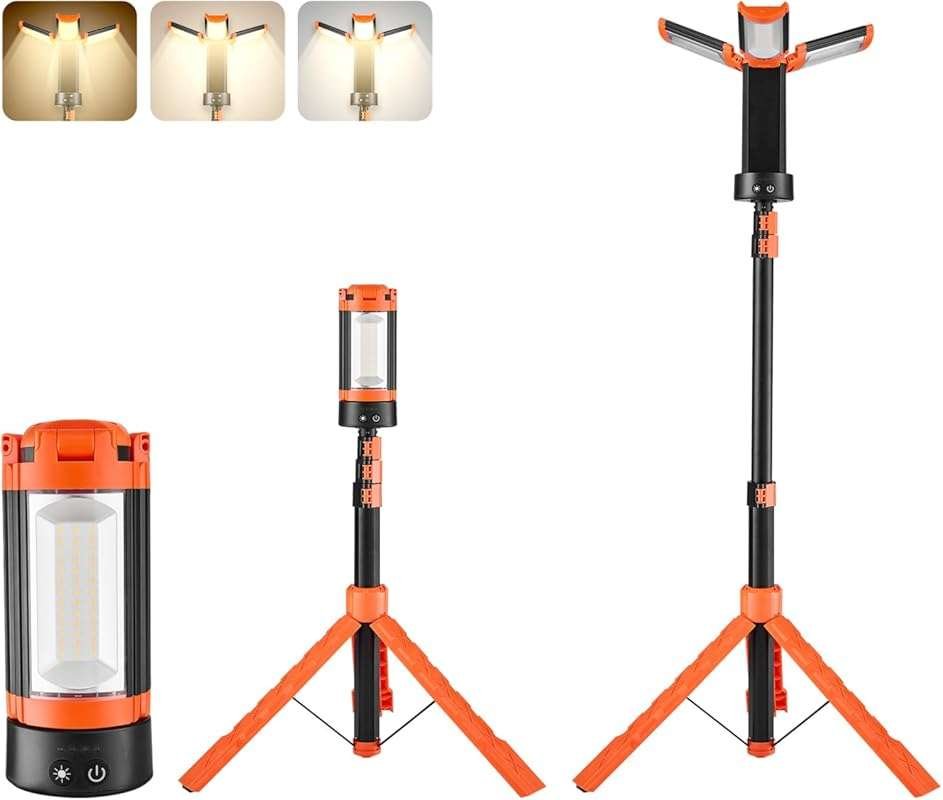 VEVOR 8Ah Rechargeable Cordless LED Work Light with Detachable Tripod