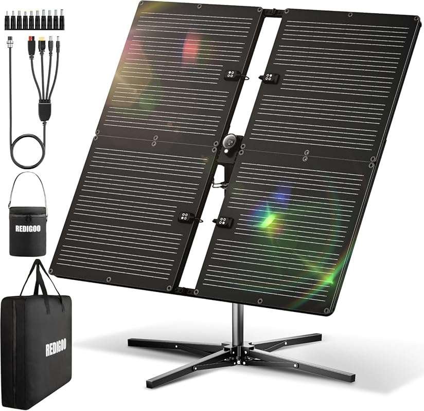 200W Portable Solar Panel Kit with Smart Dual-Axis 360° Solar Tracker,