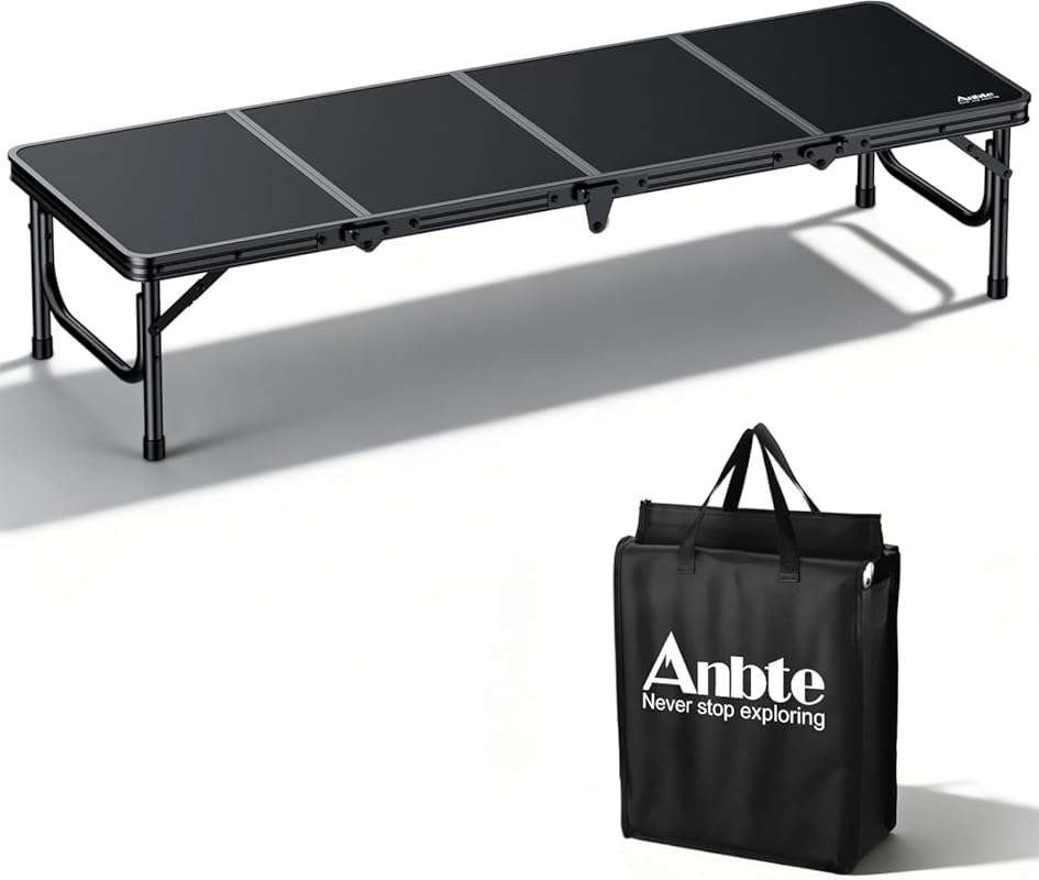 Anbte 4ft Low Folding Picnic Table, Portable Lightweight Aluminum Camp